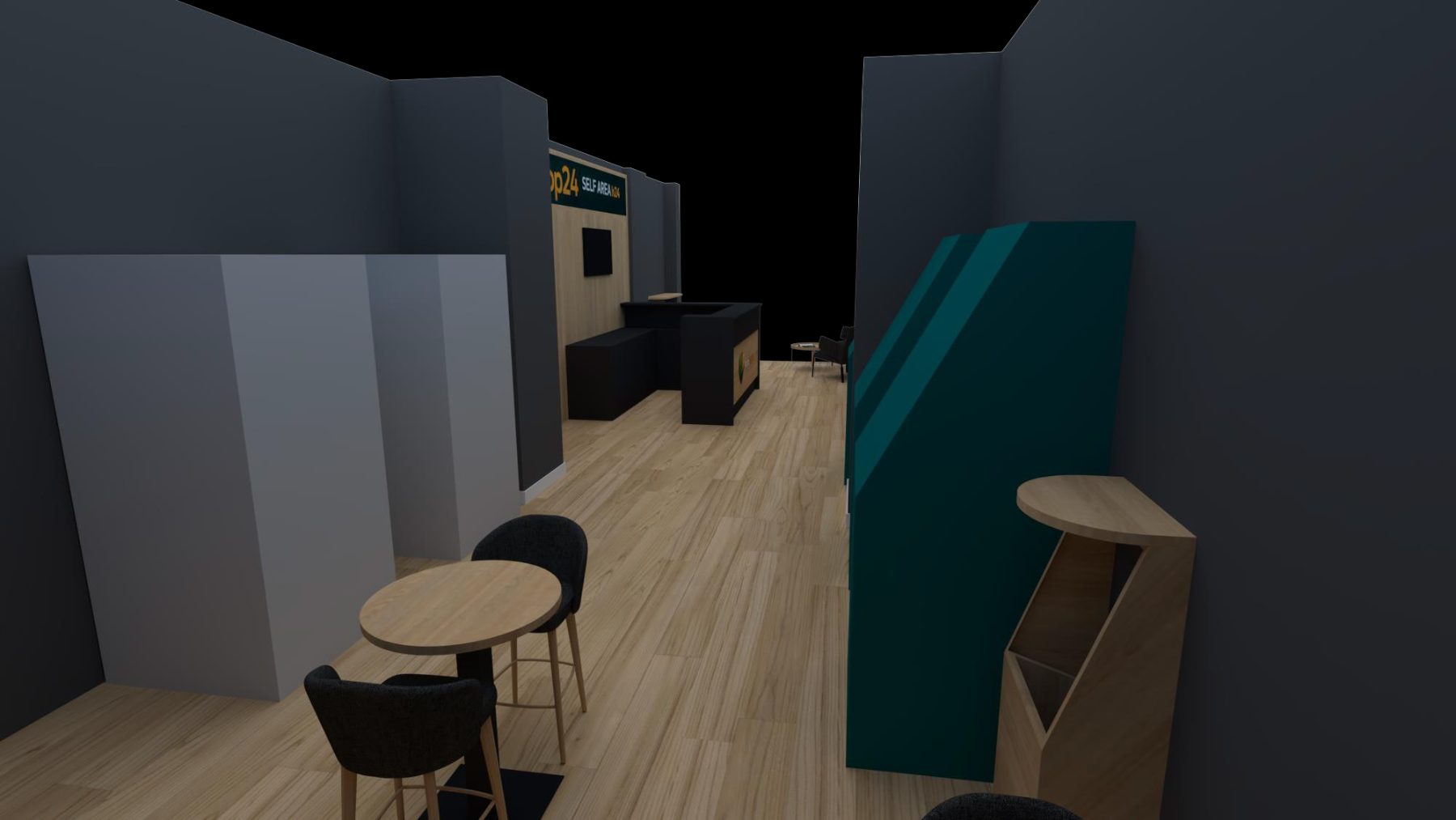 Banco operativo PuntoShop24 con cover Rovere e finitura Antracite